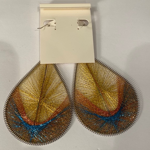 Silky Wires Earrings - Yellow Orange Blue - Picture 4 of 4